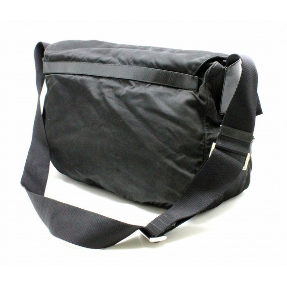 Prada Black Shoulder Messenger Nylon Bag Nero Leather Bag - Picture 1 of 9